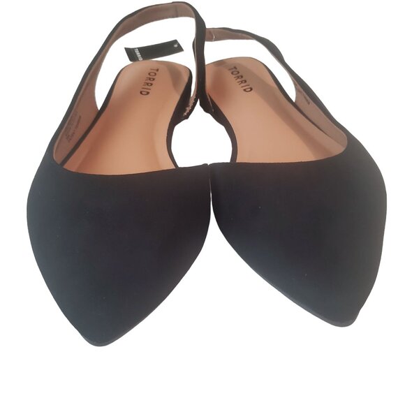 Torrid womens flat shoes 8W black solid color Slingback pointy toe new - Picture 3 of 12
